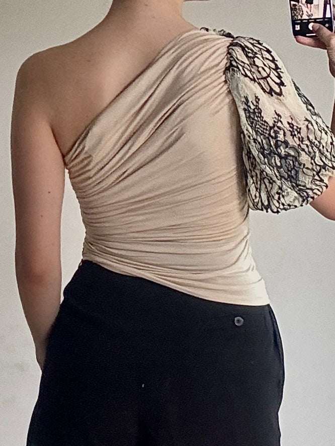 Anthropologie Dolan One-Shoulder Lace Top