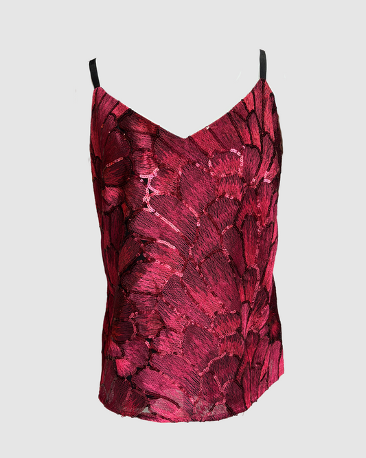 Tank top roja de lentejuelas