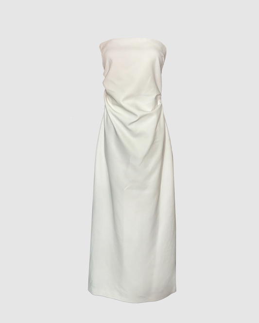 Vestido midi blanco strapless