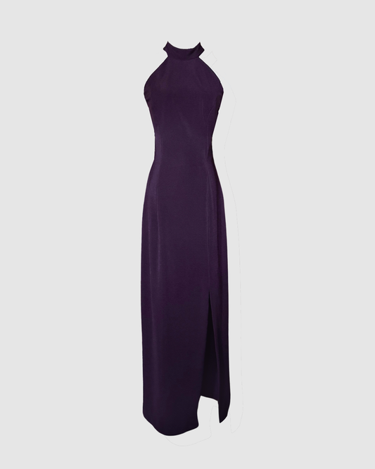 Vestido largo morado sin espalda