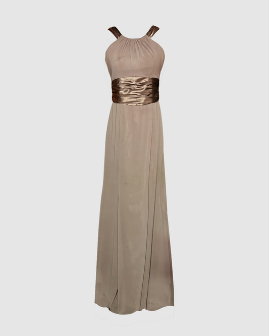 Vestido largo beige halter