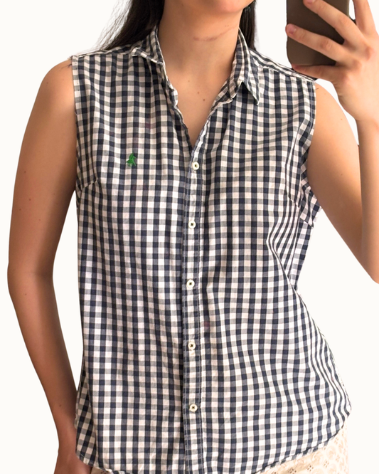 Gingham Print Button Shirt