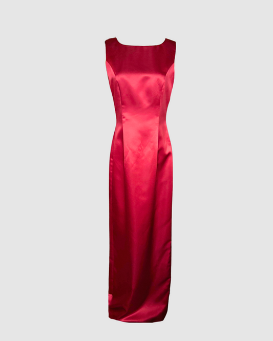 Vestido largo rojo satinado