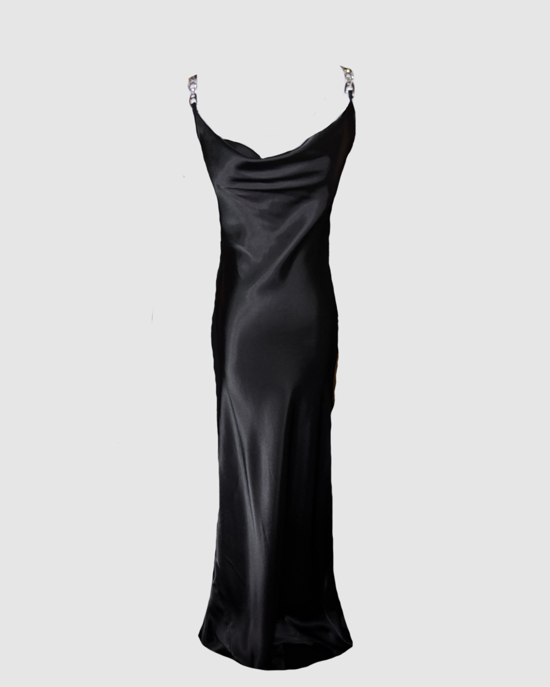 Vestido largo negro satinado