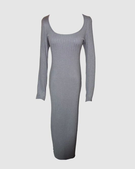 Vestido largo gris de sueter