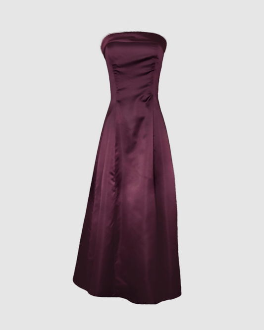 Vestido largo vino strapless