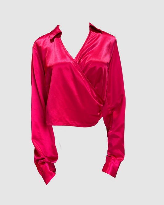Blusa rosa satinada
