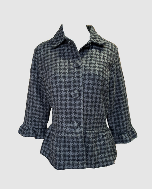 Saco gris con print 'pata de gallo'
