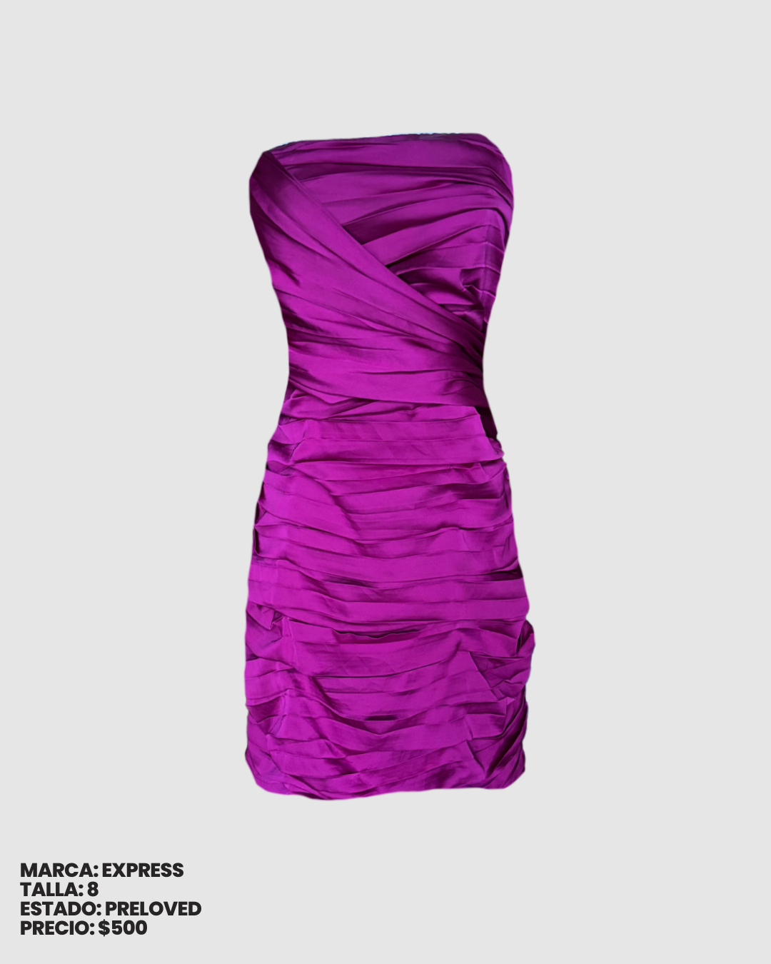 Vestido corto magenta strapless
