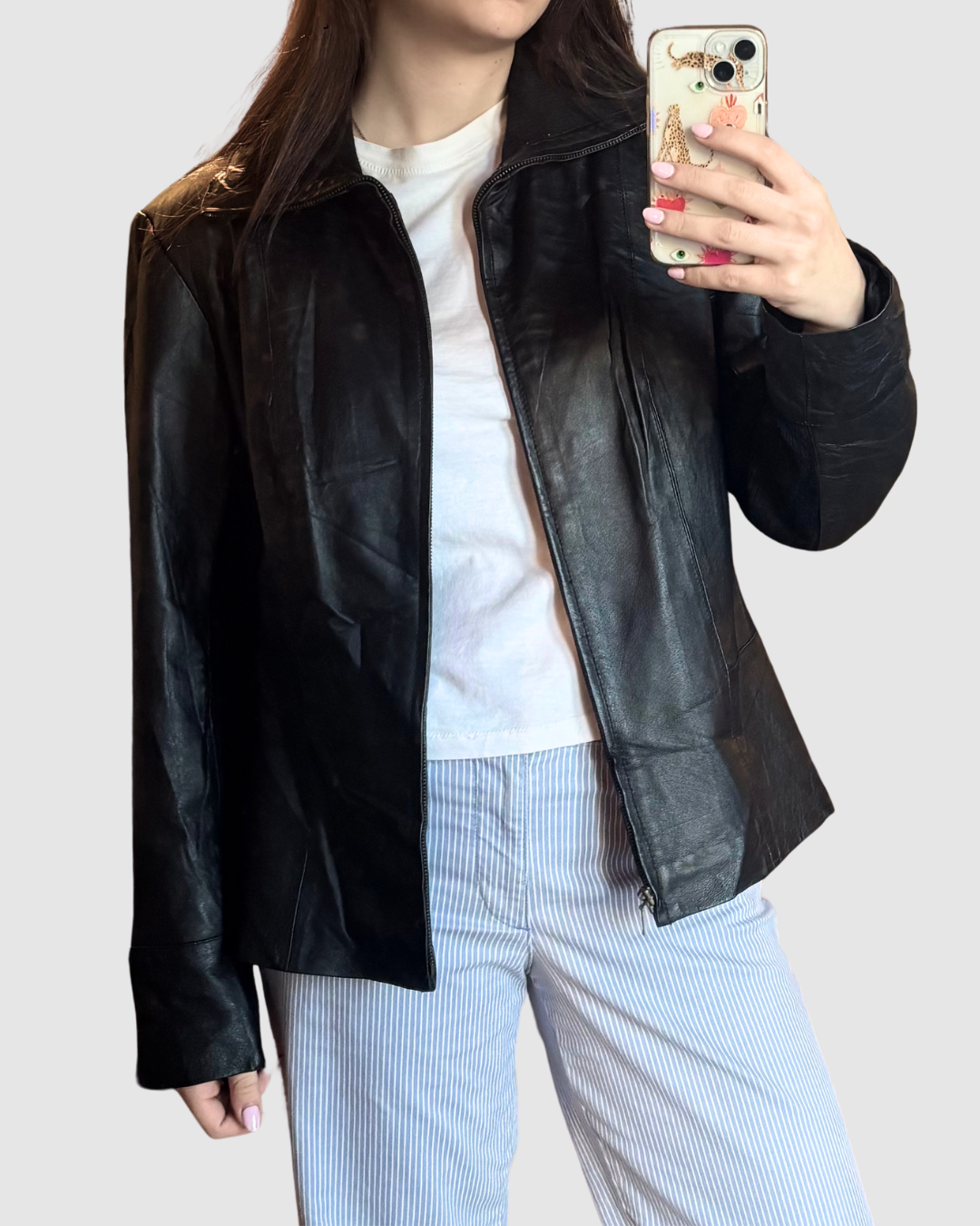 Chaqueta negra de piel