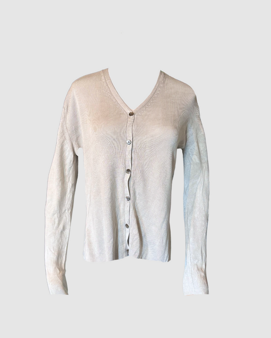 Cardigan gris claro de seda