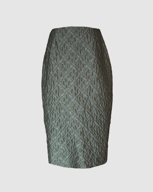Falda midi verde con textura