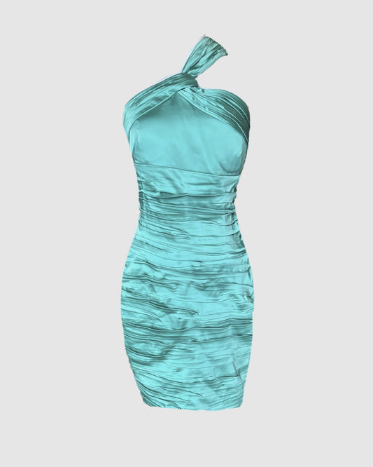 Vestido corto verde menta satinado