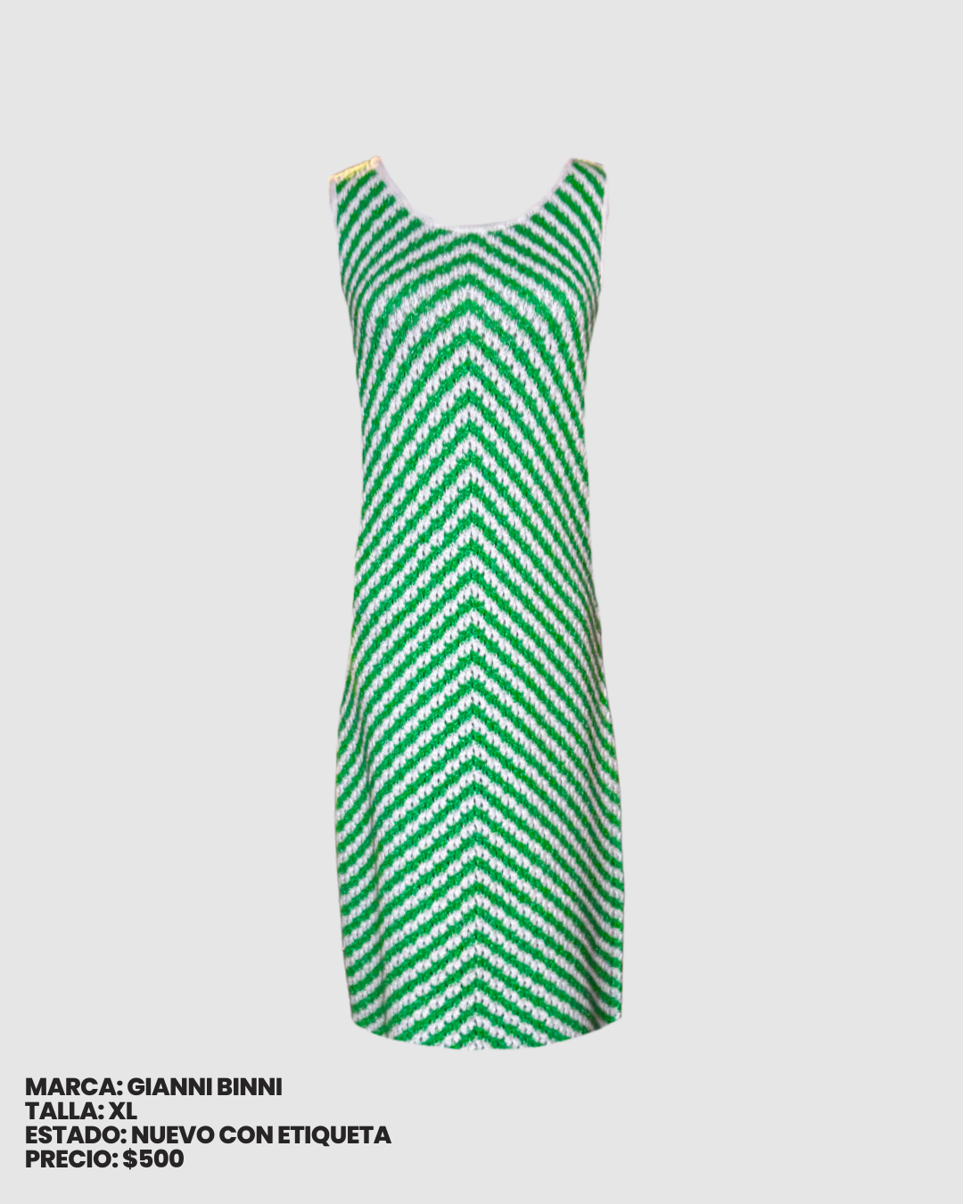 Vestido midi blanco y verde knitted