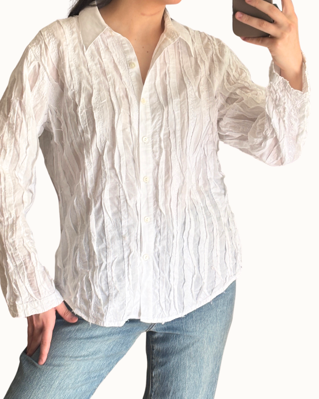 100% Cotton Ruffled & Embroidered Shirt