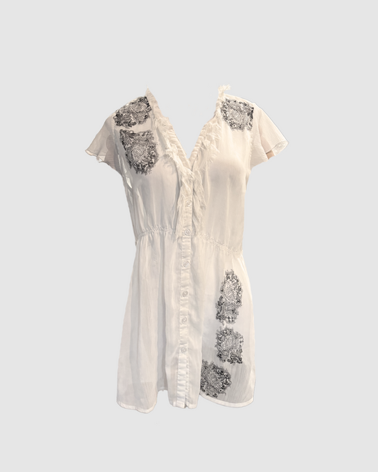 Blusa beige con print transparente