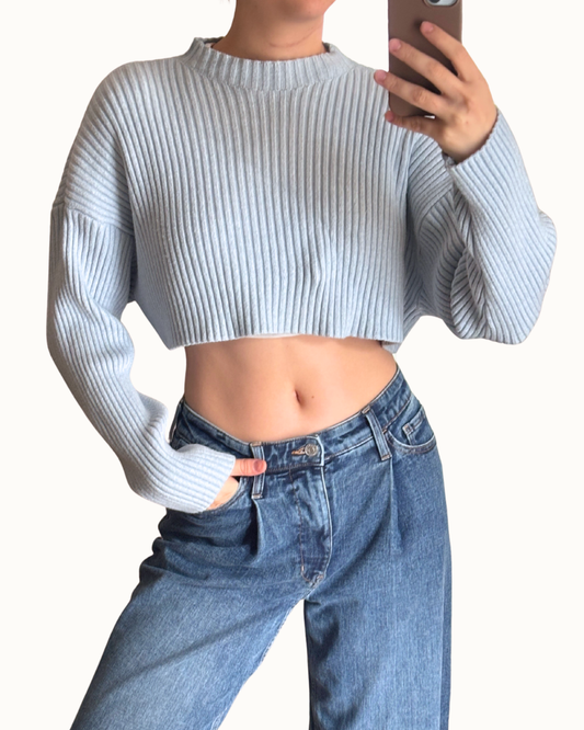 Zara Baby Blue Cropped Sweater