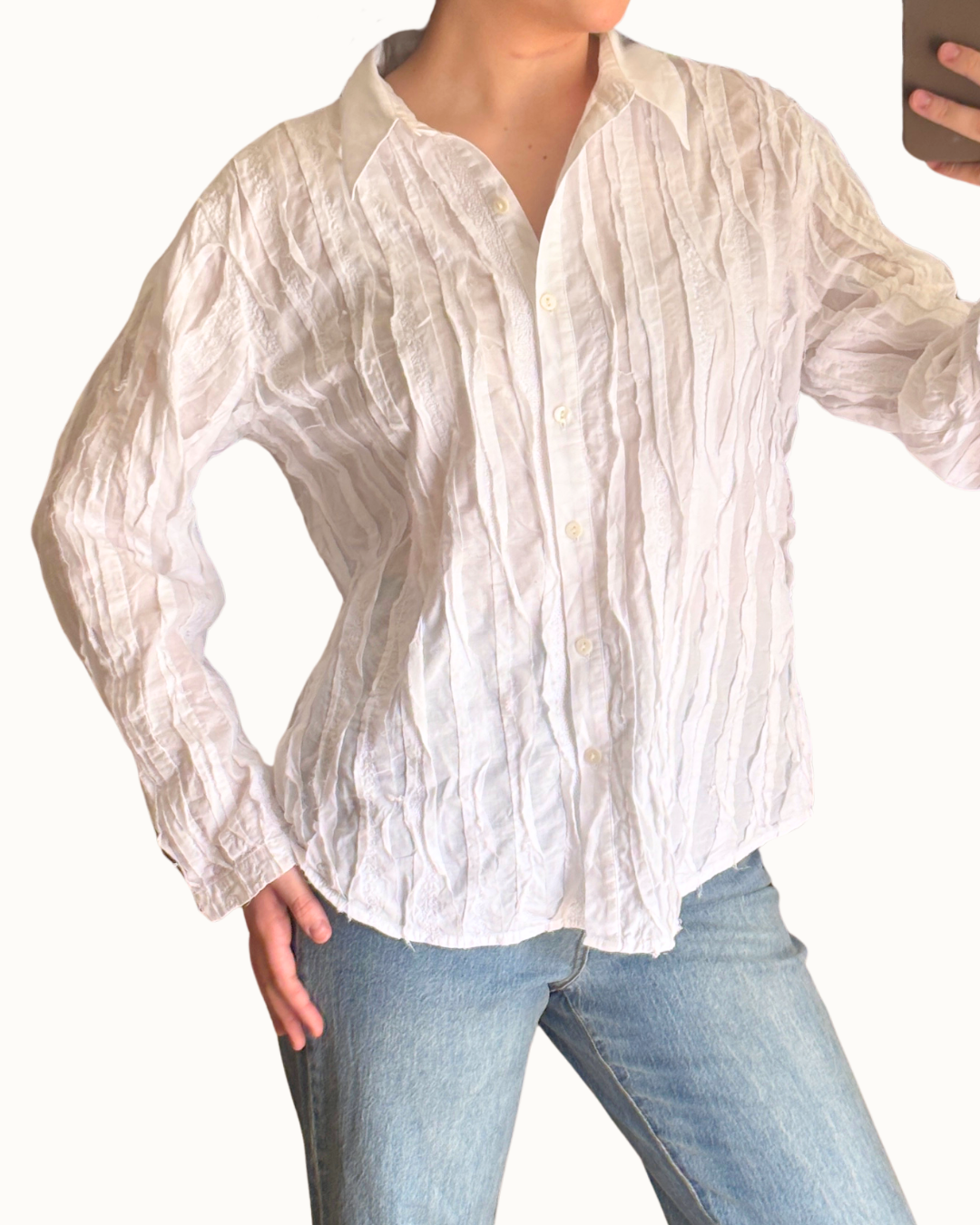 100% Cotton Ruffled & Embroidered Shirt