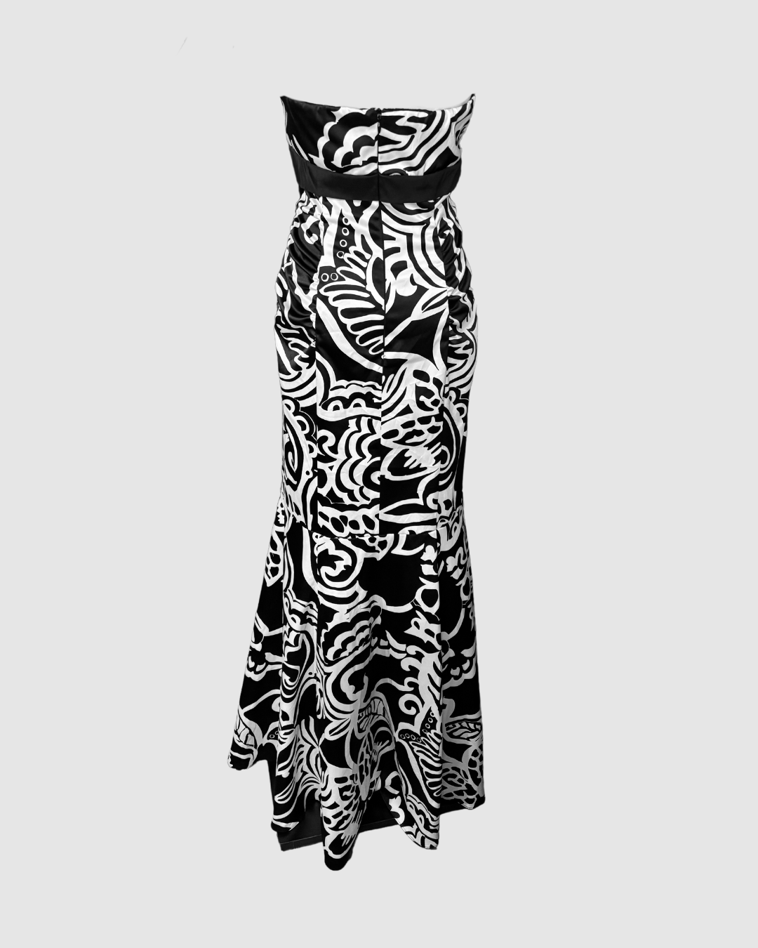 Vestido largo negro con print blanco