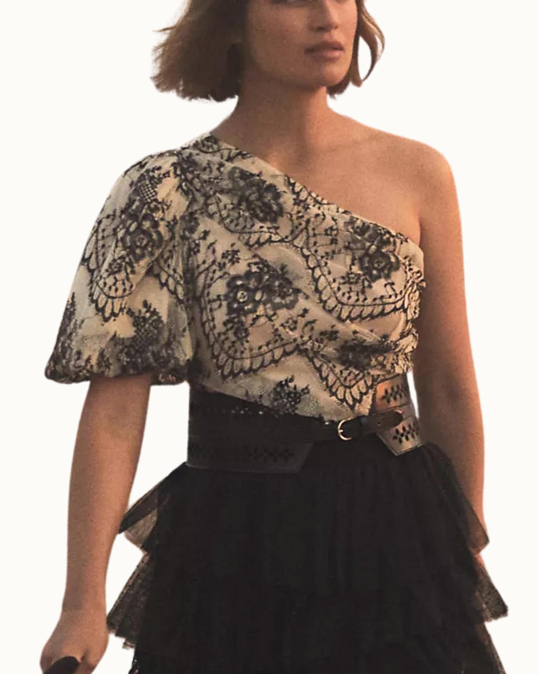 Anthropologie Dolan One-Shoulder Lace Top