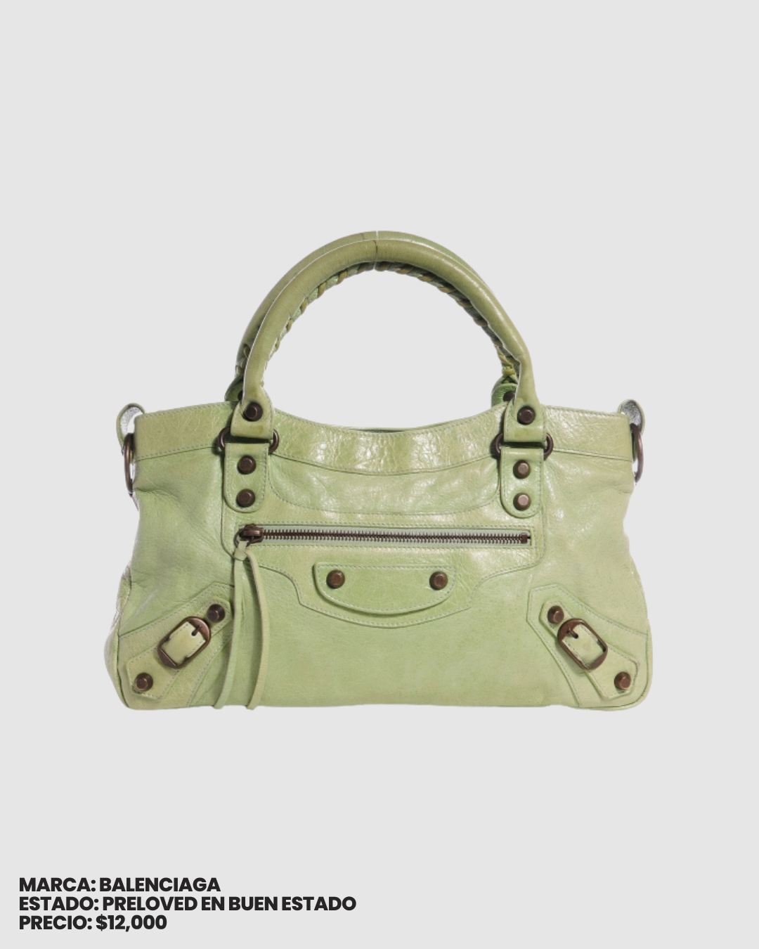 Balenciaga Chevre First bag con classic hardware en color pistachio