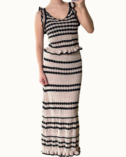 Set De Top Y Falda Larga Tejido