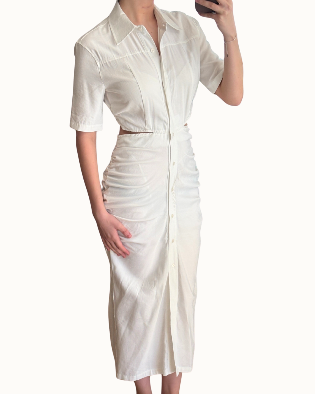 Midi Cut-Out Buttons Dress