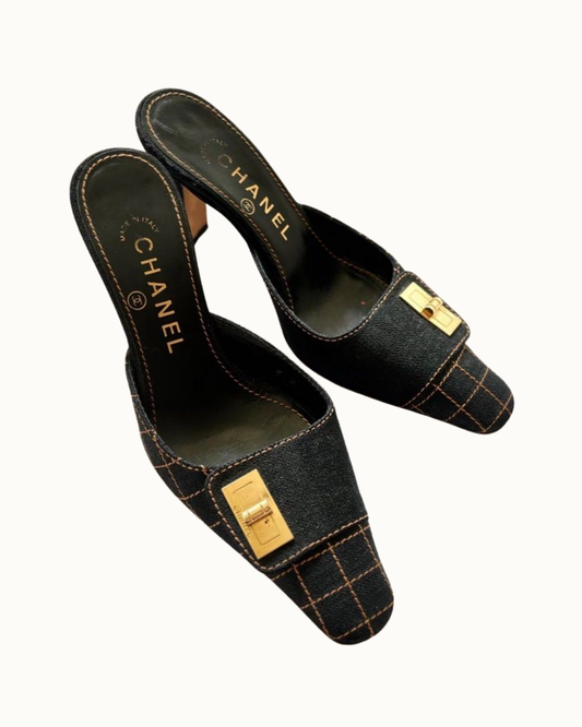 Chanel Denim Mules 2000s