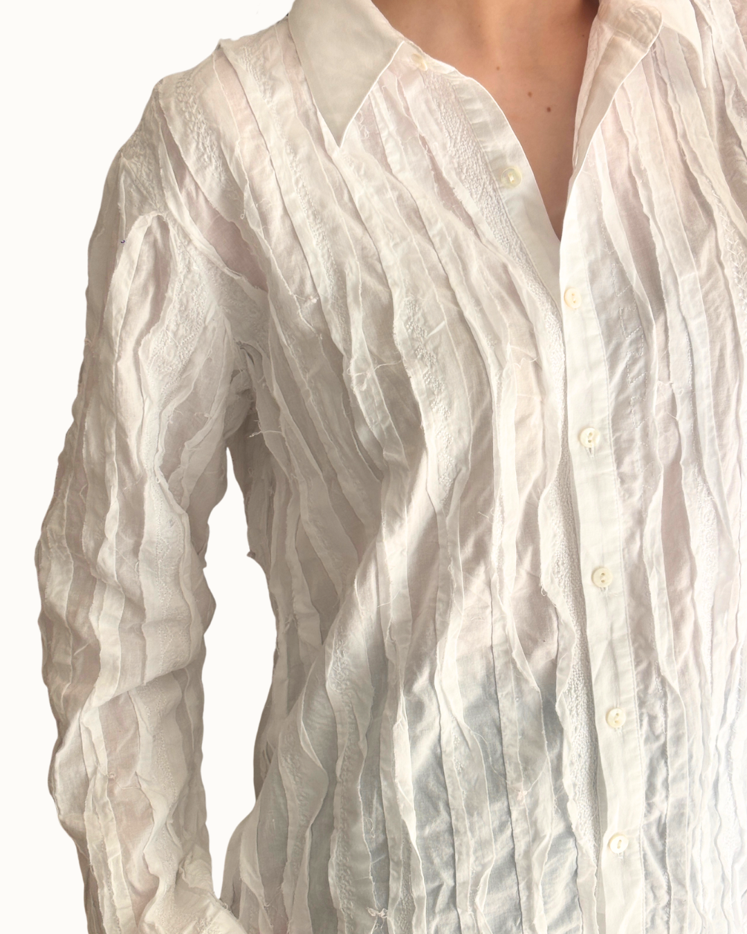 100% Cotton Ruffled & Embroidered Shirt