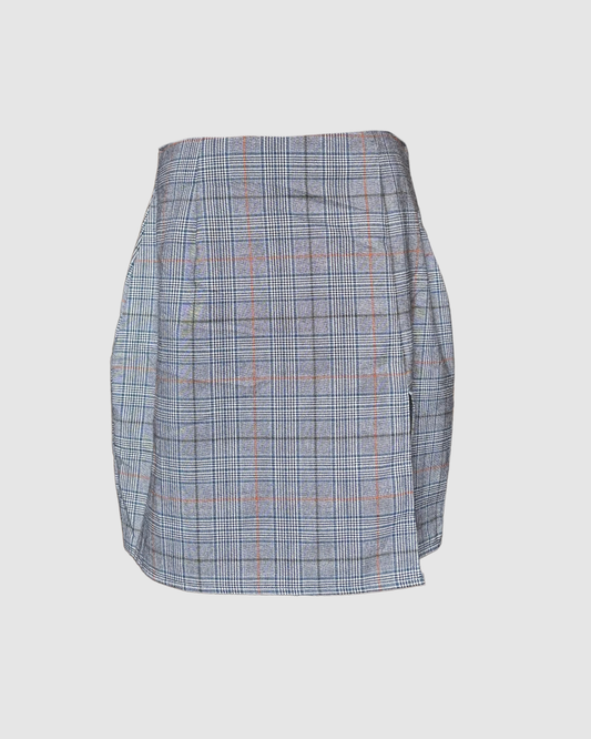 Falda mini gris oscuro con print