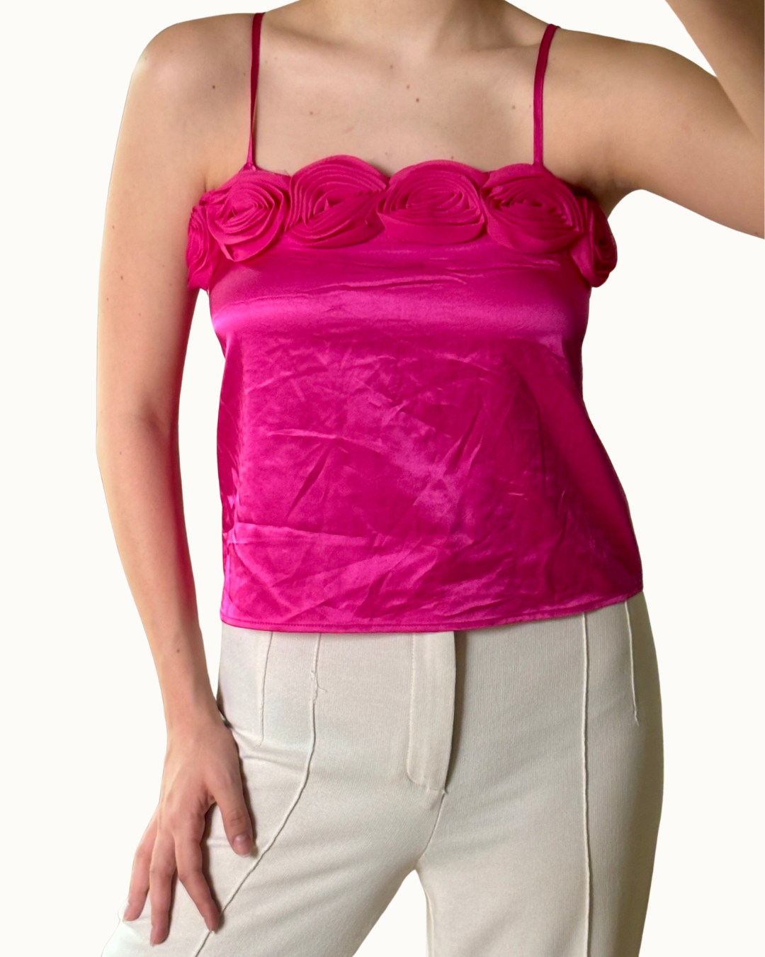 Top Satinado Con Flores