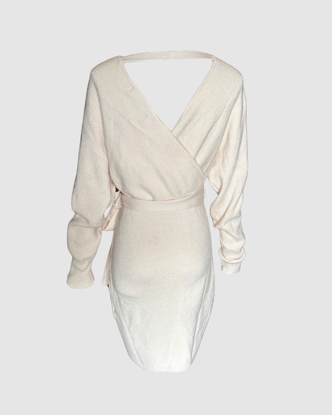 Vestido corto beige de sueter