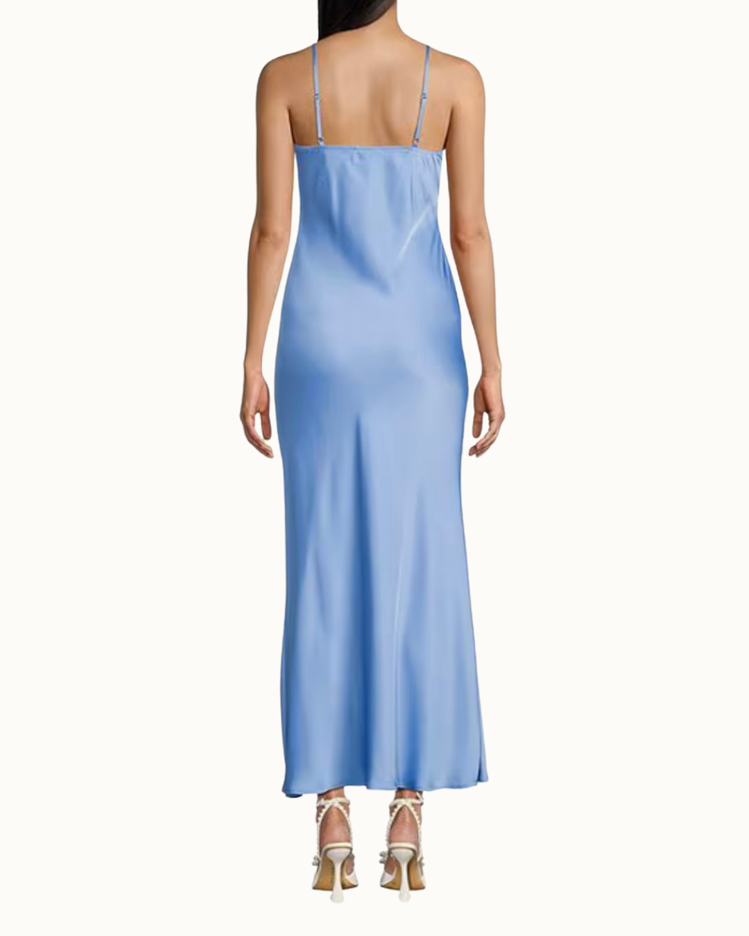 Satin sweetheart Neck Front Rosette Side Slit Midi Dress