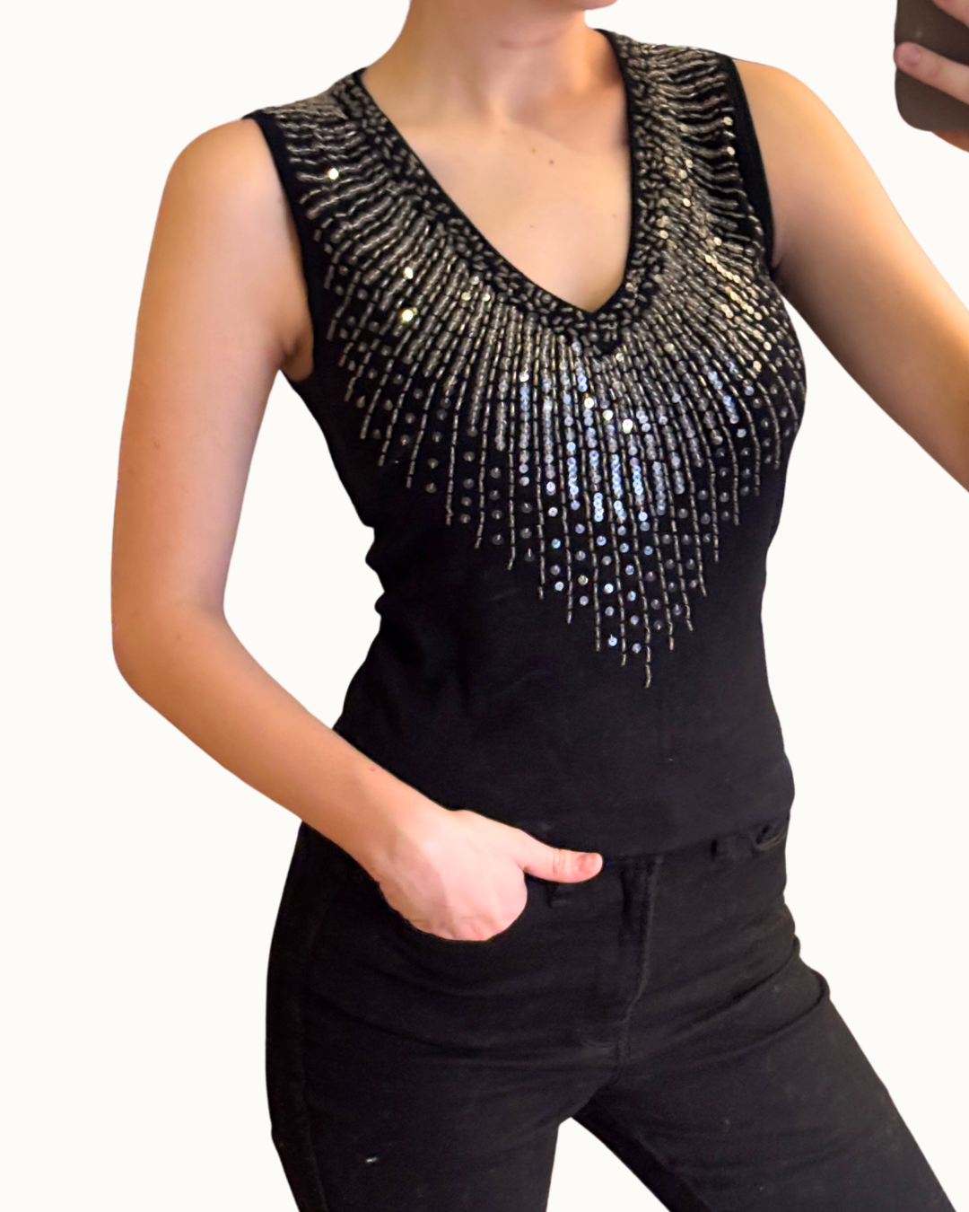 Cache Sequins Top