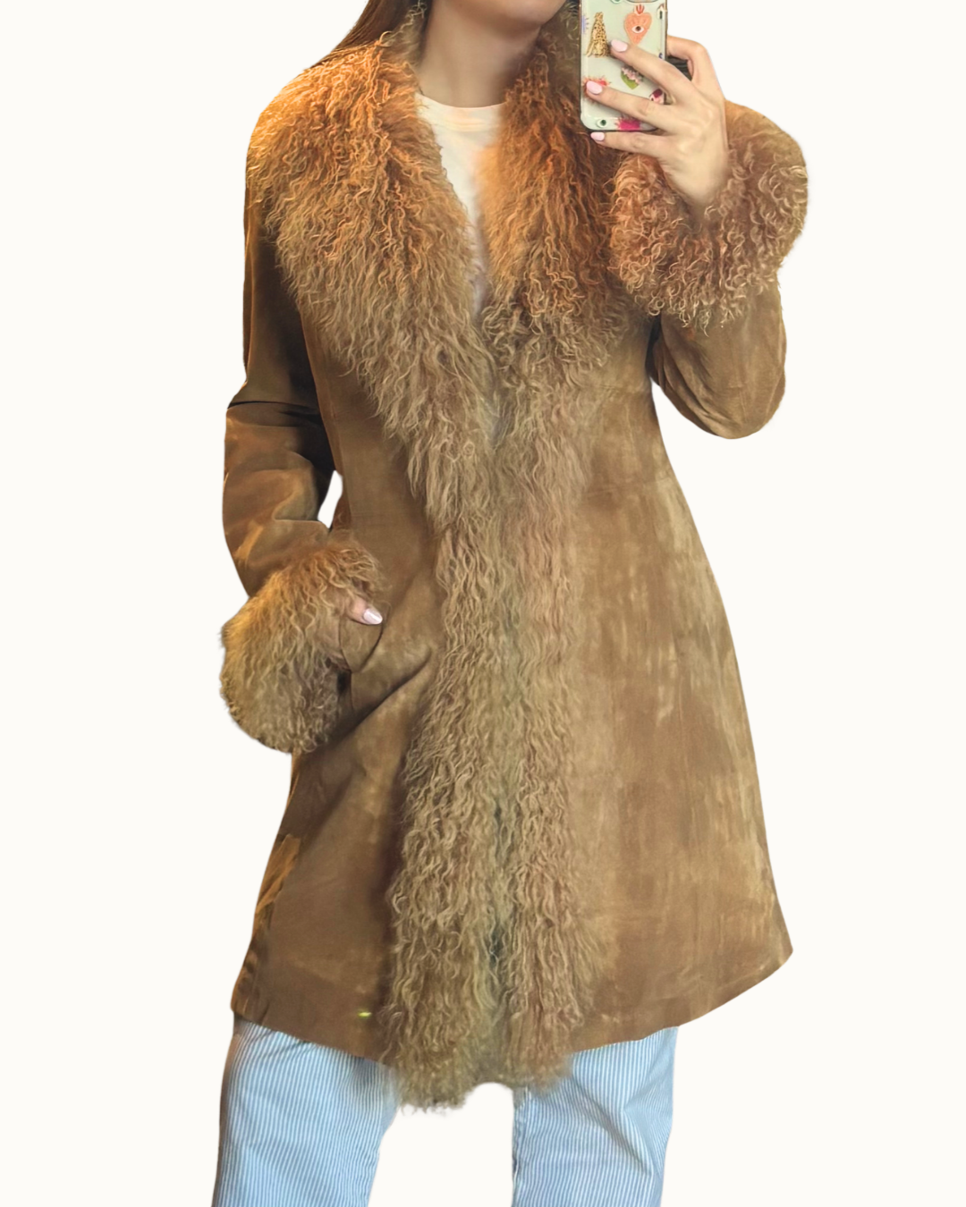 Abrigo De 100% Borrego Mongol