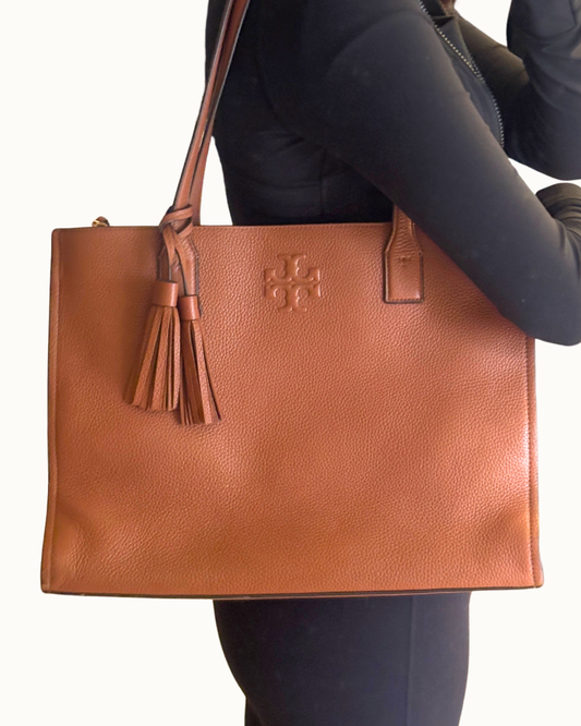 Tory Burch Pebbled Leather Thea Tassel Large Tote