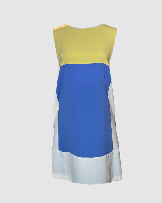Vestido corto con color-blocking