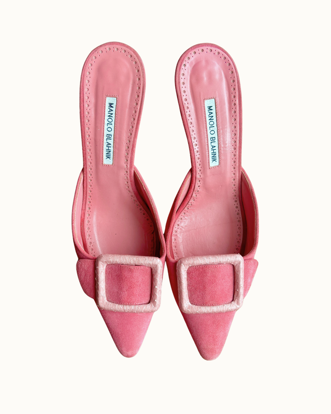 Manolo Blahnik Maysale Suede Mules