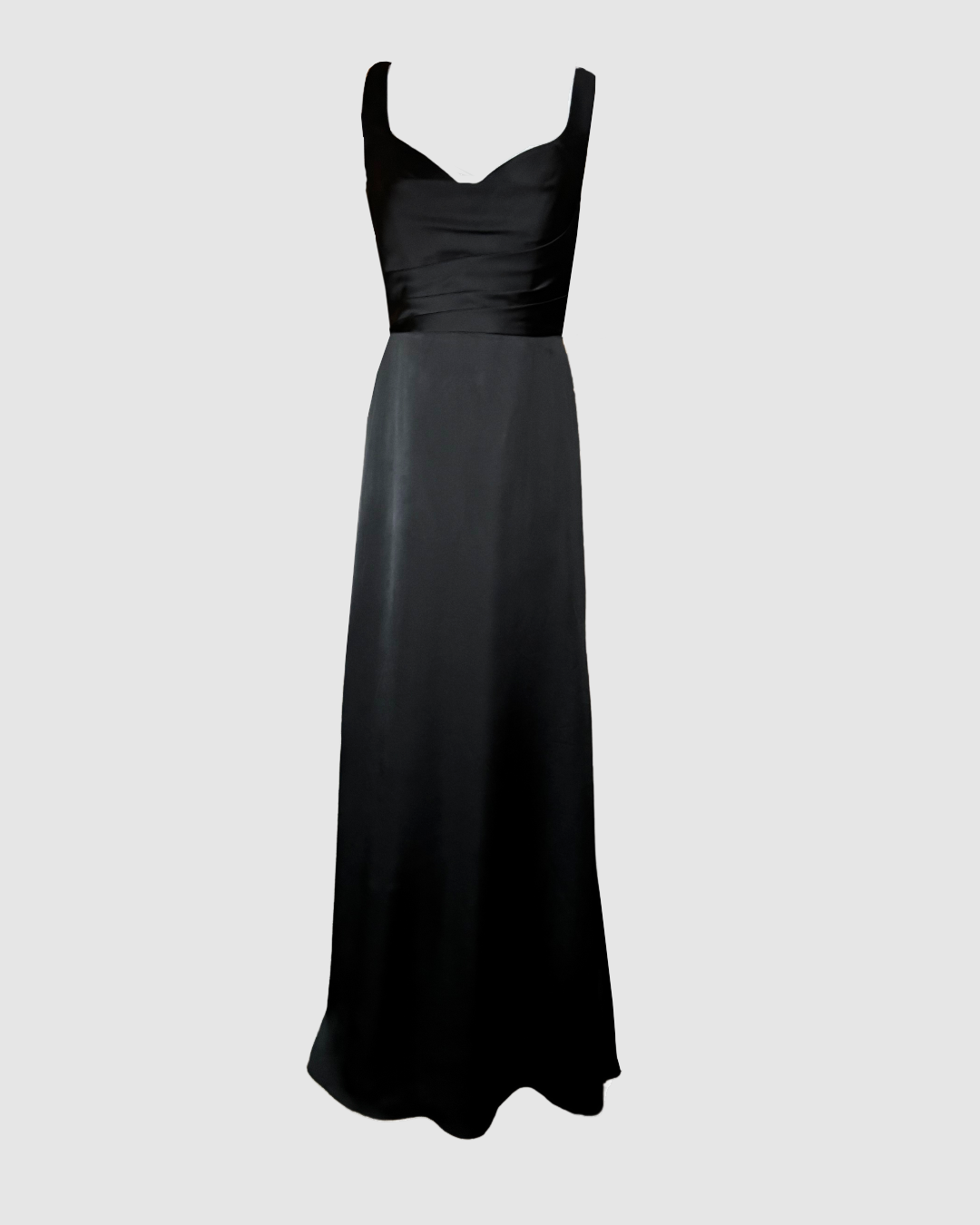 Vestido largo negro satinado