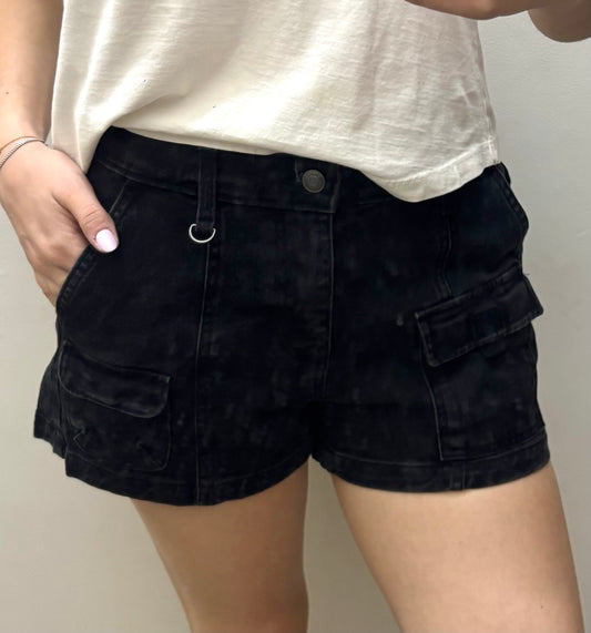 Shorts negros de mezclilla cargo