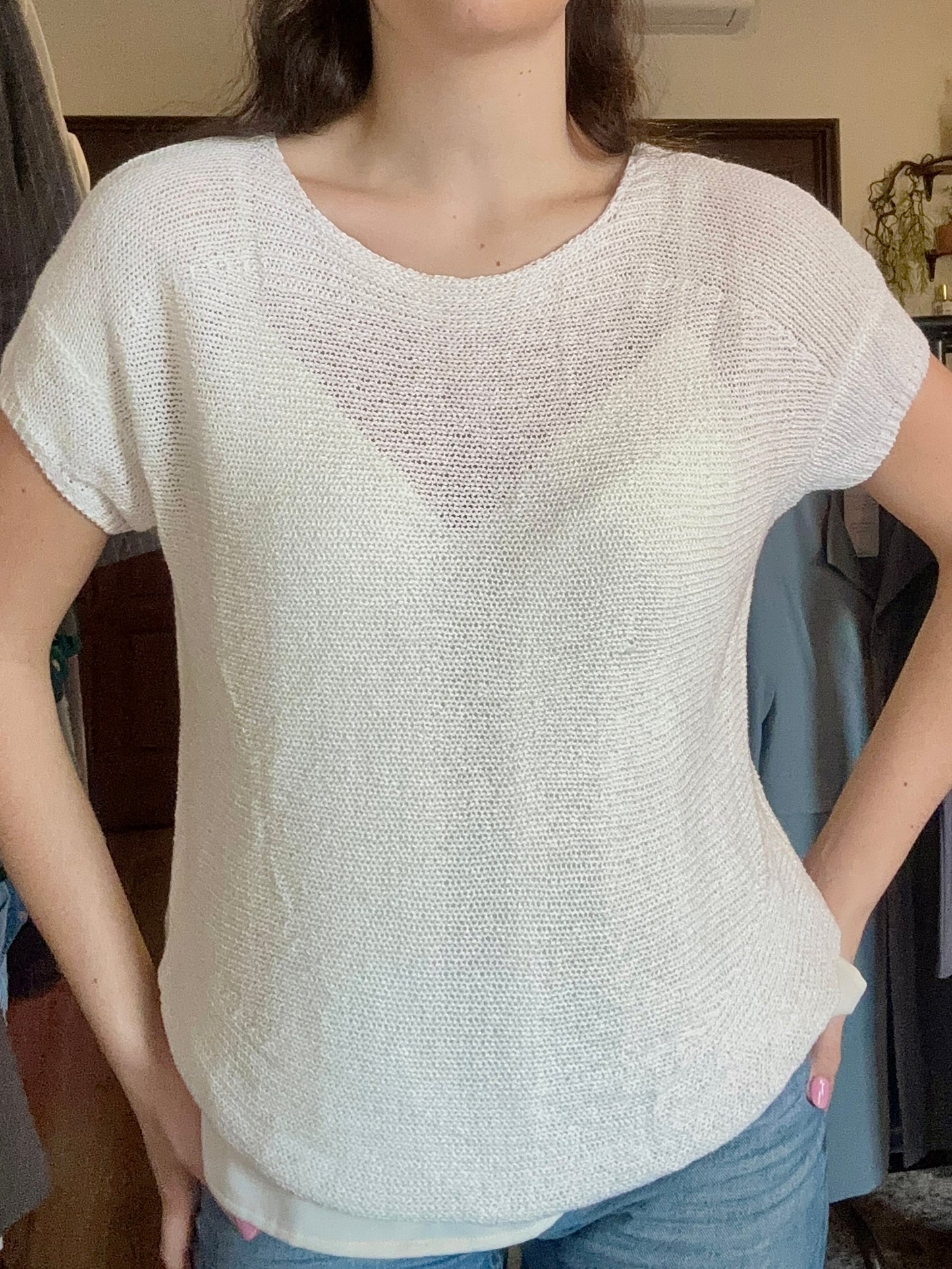 Blusa beige knitted semi-transparente