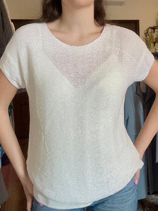 Blusa beige knitted semi-transparente