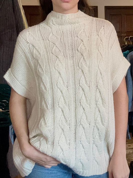 Blusa oversized beige con brillos knitted
