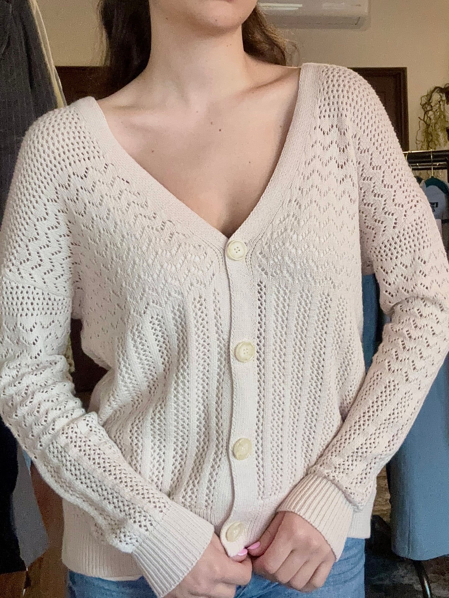 Cardigan beige crochet