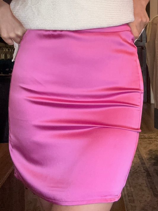 Falda mini rosa satinada
