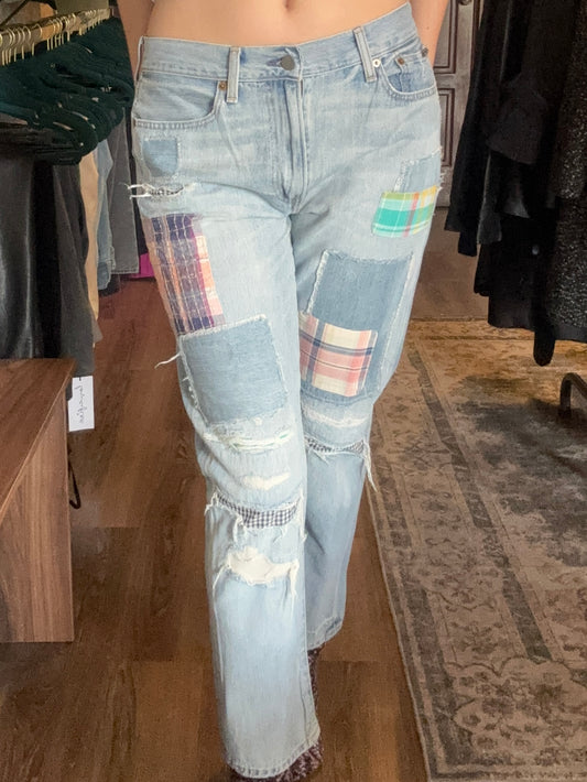 Jeans parchados low-waisted