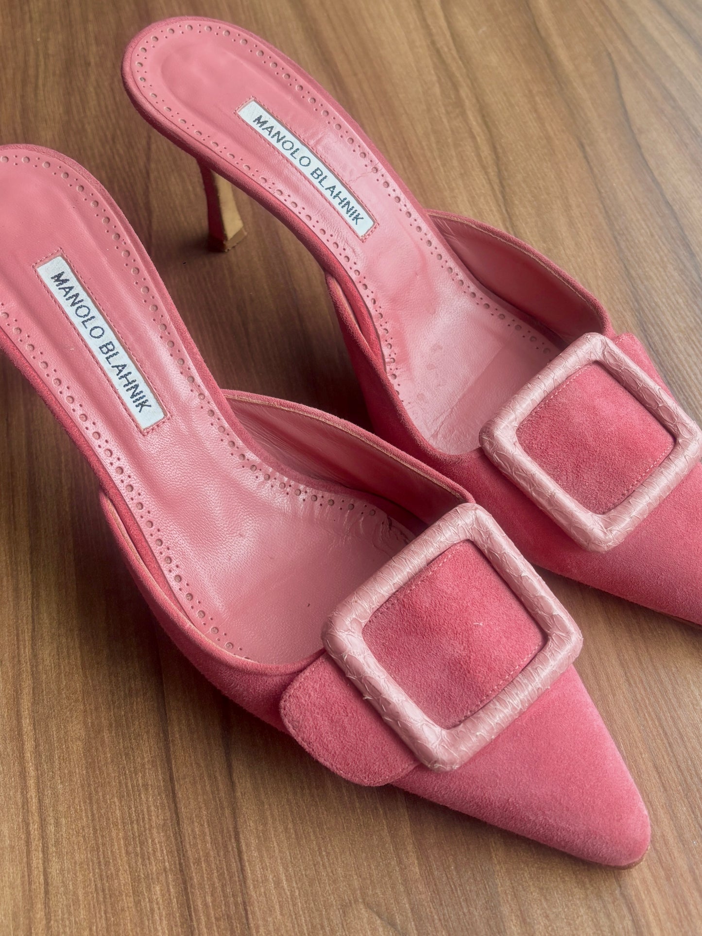 Manolo Blahnik Maysale Suede Mules