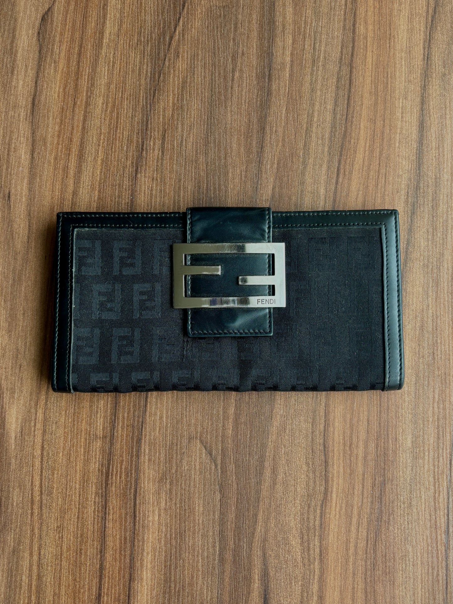 Fendi Zucchino Canvas And Leather Forever Continental Wallet