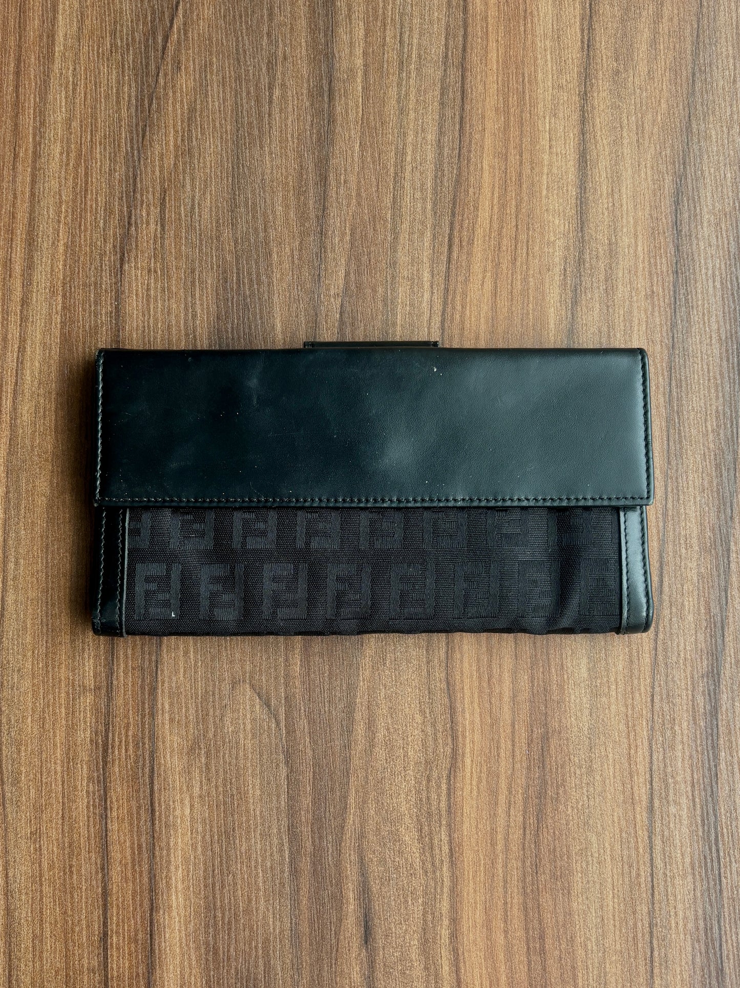 Fendi Zucchino Canvas And Leather Forever Continental Wallet