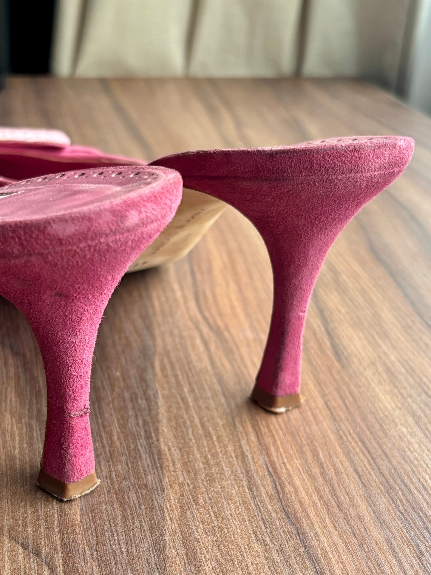 Manolo Blahnik Maysale Suede Mules